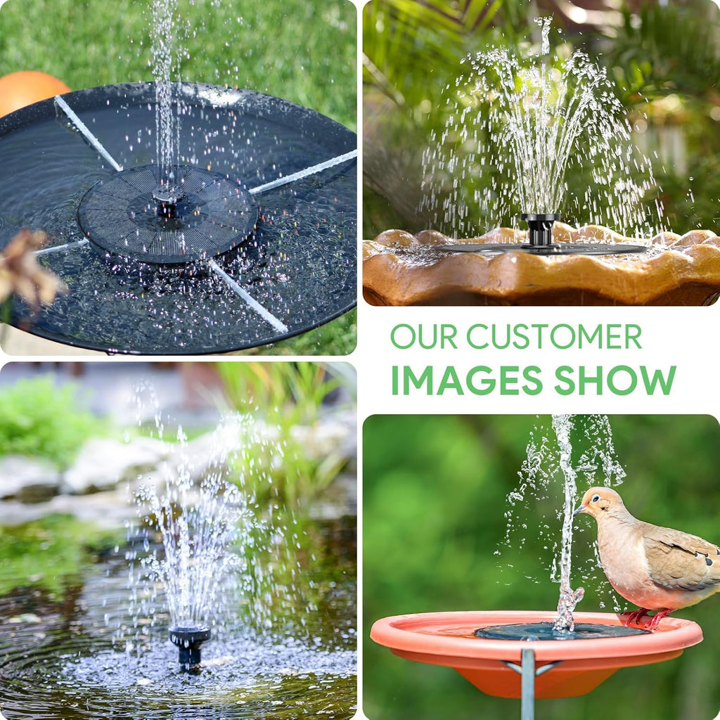 Solar Power Fountain, THEGUS 2.5W Solar Fountain Pump, Solar Water Fountain Kits with 7 Nozzles, Free Standing Floating Solar Fountain for Bird Bath, Fish Tank, Pool, Patio and Garden Decoration