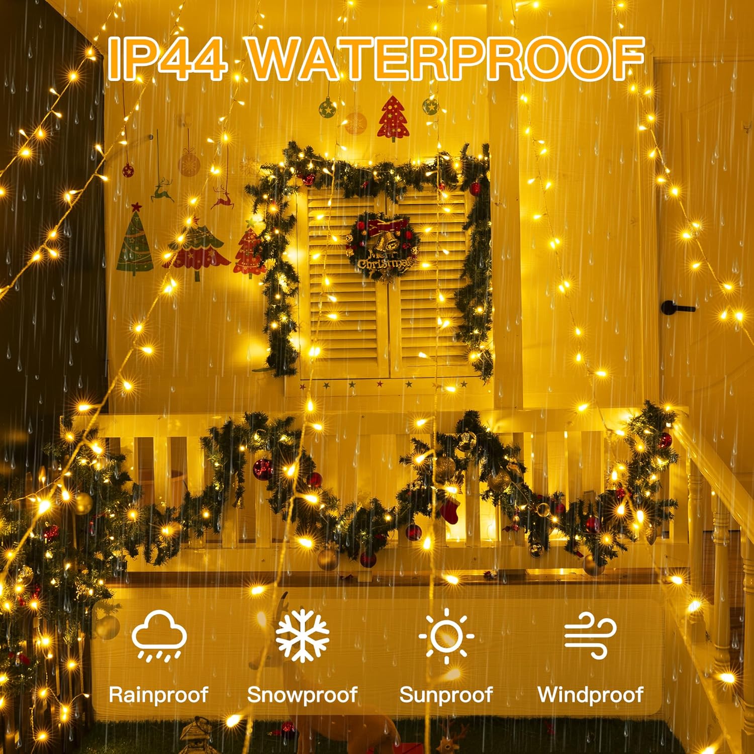 Fairy Lights Battery Operated, 15m 150 LEDs Christmas Tree Light Battery Powered Outdoor Decoration, Warm White Waterproof Xmas Lighting with 8 Modes/Timer for Indoor Outside Bedroom Garden