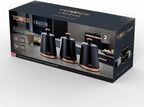 T826131BLK Cavaletto Set of 3 Storage Canisters for Tea/ Coffee/ Sugar, Steel, Black and Rose Gold