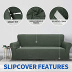 MAXIJIN Newest Jacquard Chair Covers for Living Room, Super Stretch Non Slip Chair Slipcover with Arms Dogs Pet Friendly 1-Piece Elastic Sofa Couch Protector Armchair Cover (1 Seater, Army Green)