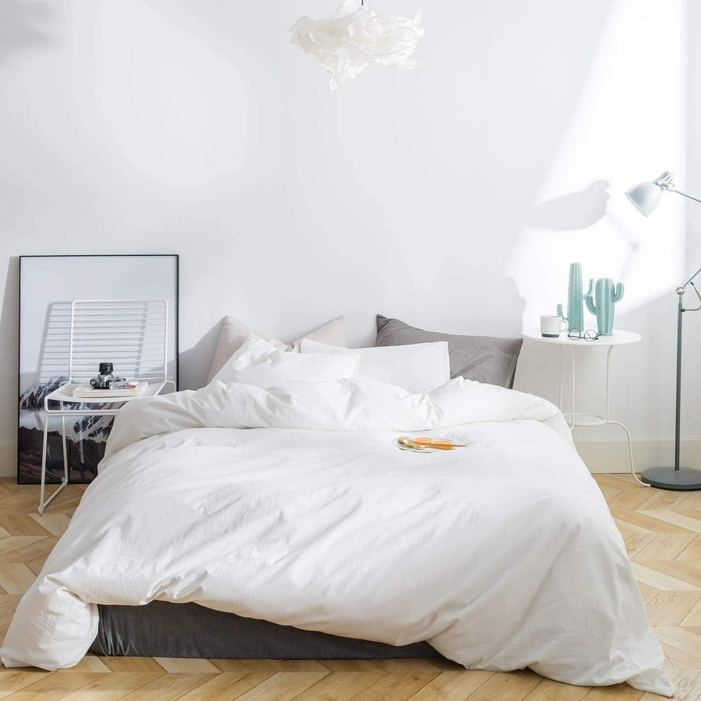 Hotel Quality 1000 Thread Count 100% Egyptian Cotton Double Size Zipper Closure Duvet Cover With 2pc Pillow Shams Premium 3PC Duvet Set (Double, White, Solid)
