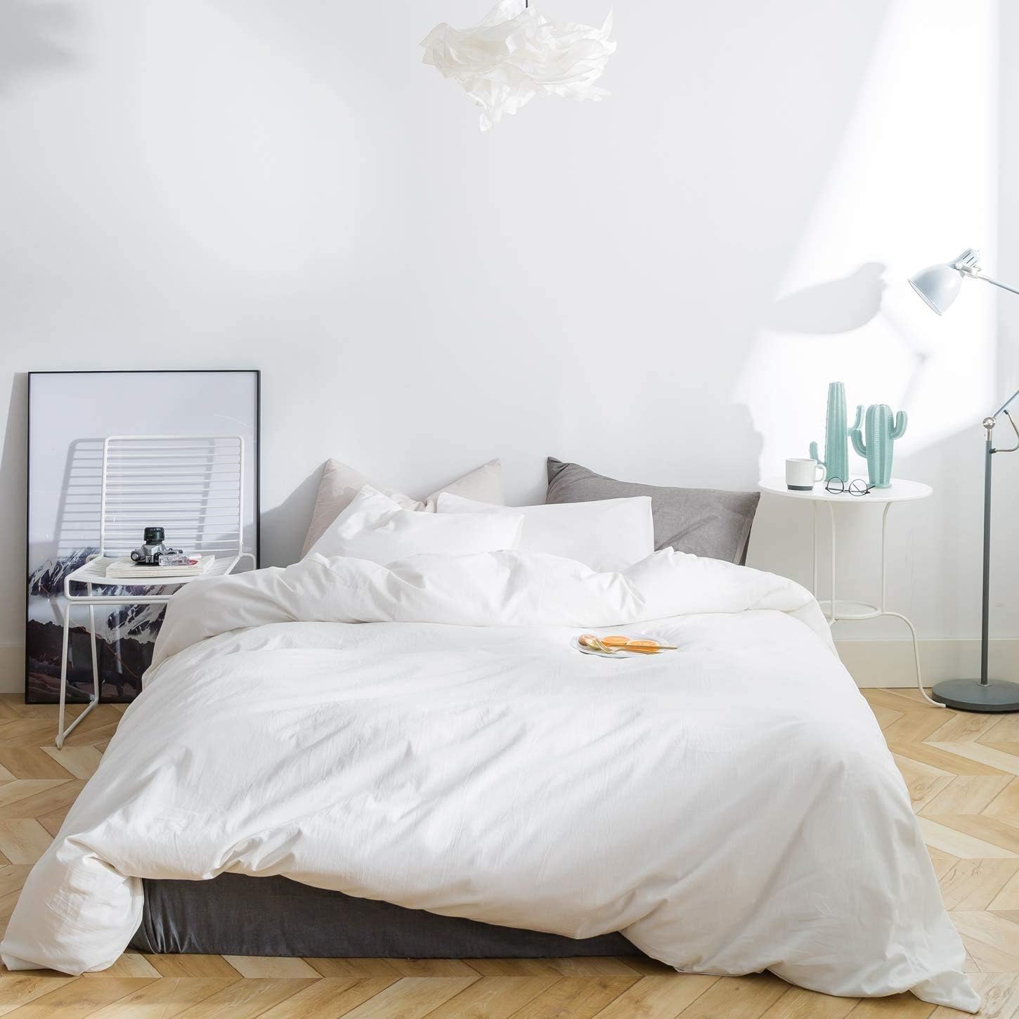 Hotel Quality 1000 Thread Count 100% Egyptian Cotton Double Size Zipper Closure Duvet Cover With 2pc Pillow Shams Premium 3PC Duvet Set (Double, White, Solid)