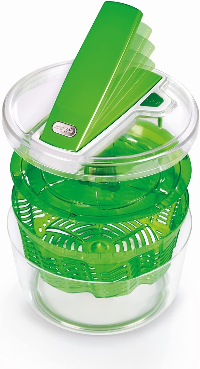 E940013 Swift Dry Salad Spinner, Large, Plastic, Green, Unique AquaVent™/One-Handed Fast Pump Action/Quick Brake/Non-Slip Base/Easy Cleaning