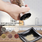 Stainless Steel Salt and Pepper Grinder, Refillable and Adjustable Coarseness Manual Pepper Mill, 5.3"x 2.5" Professional Grinder for Spices and Seeds, Fits in Home, Kitchen, Outdoor (2 Packs)