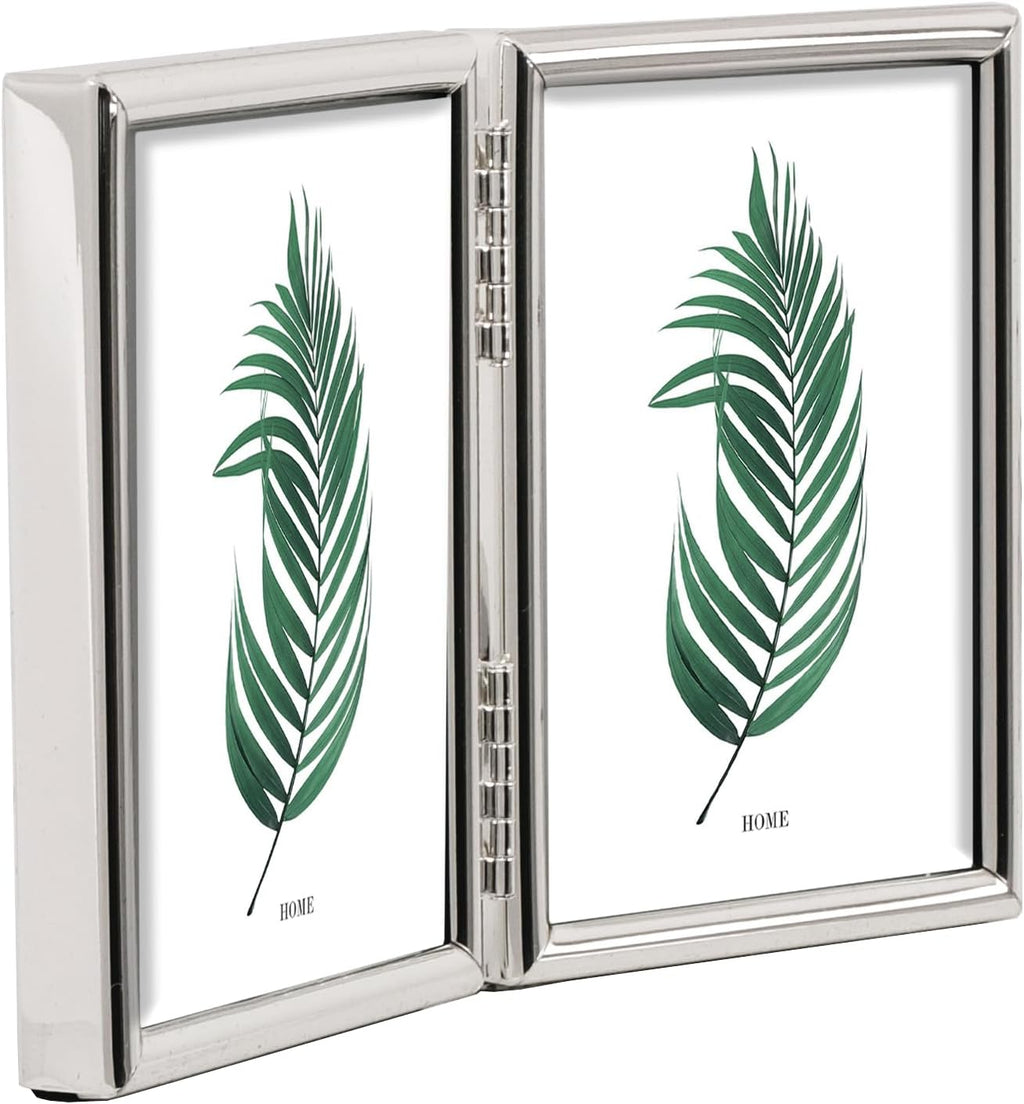 Framing Tarnish Resistant Silver Plated Picture Frame - Thin Edge Double Frame Design for Two Photos 2.5x3.5 Inch (6.5 x 9cm)