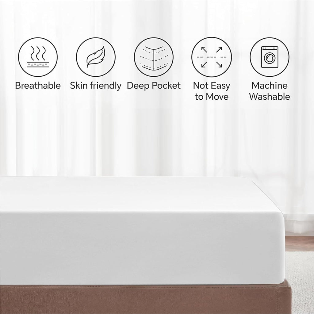 Double Fitted Sheet 100% Egyptian Cotton 300TC Hotel Quality 30 cm White Fitted Bedsheets
