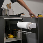 Paper Towel Holder Under Cabinet or Wall Mount ONE HAND Operation Tension Arm Kitchen Roll Holder (White, for 18-23cm/7-9inches roll)