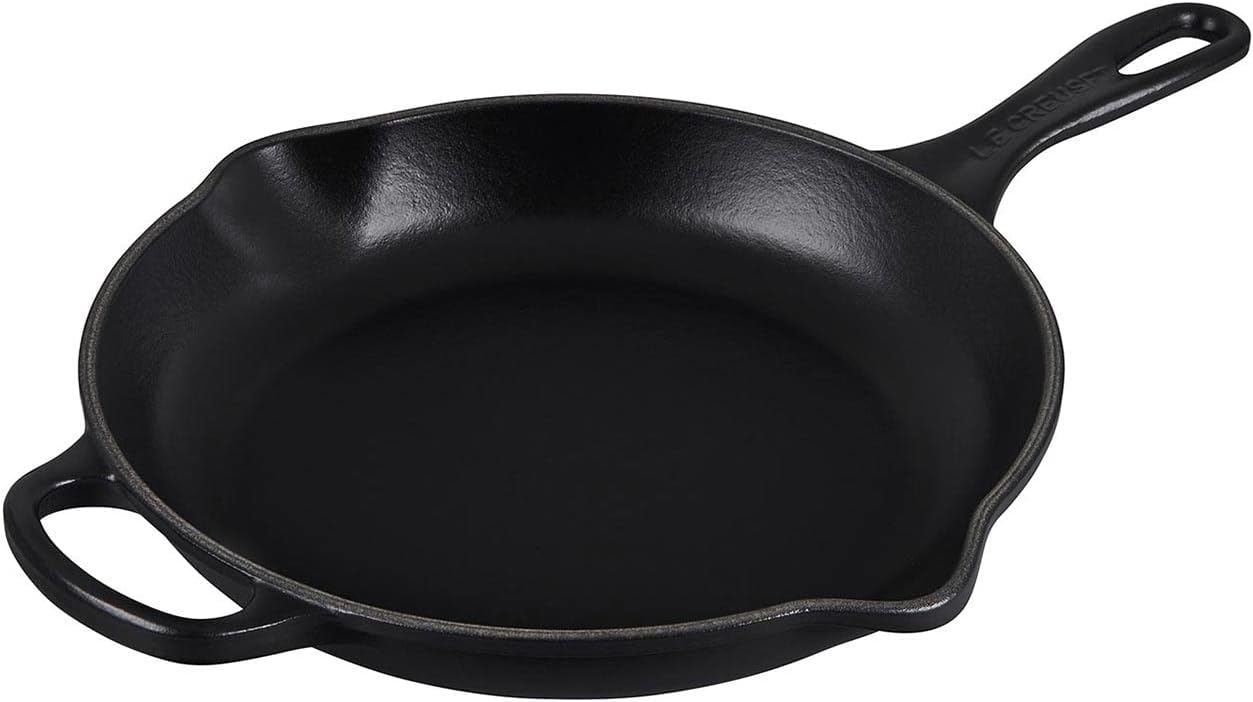Signature Enamelled Cast Iron Skillet Frying Pan with Helper Handle and Two Pouring Lips, 23 cm, Matte Black, 20182230000422 Main image