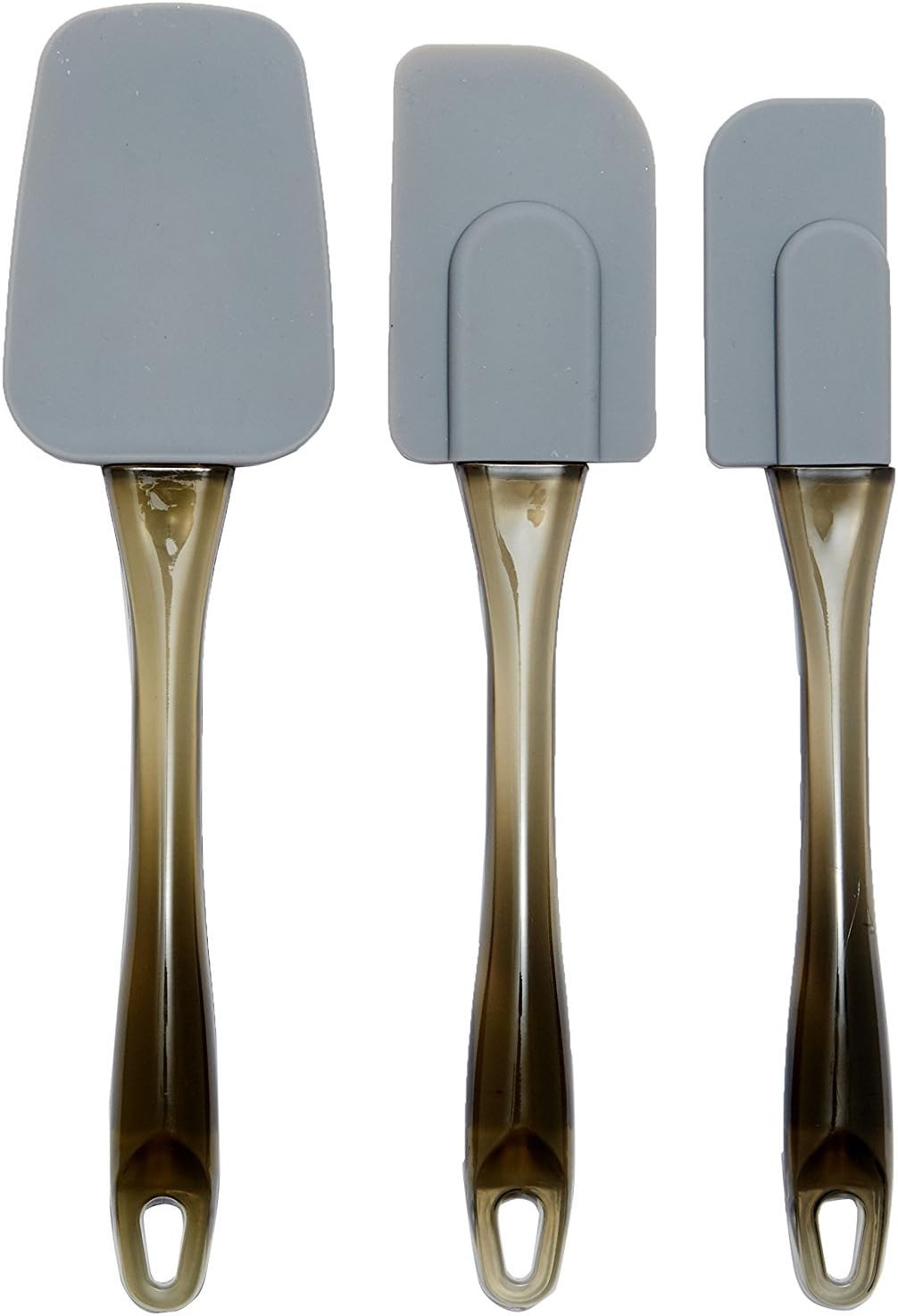 Rectangular Silicone Spatulas, 3 Piece Set (small, medium and large), Gray