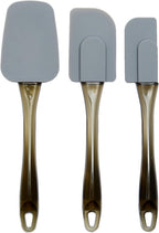Rectangular Silicone Spatulas, 3 Piece Set (small, medium and large), Gray