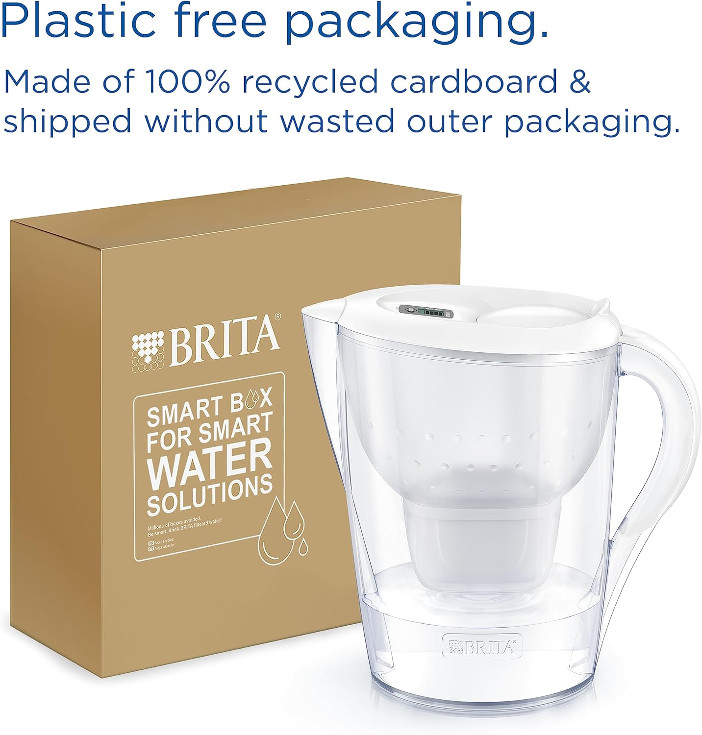 Marella XL Water Filter Jug White (3.5L) incl. 1x MAXTRA PRO Pure Performance cartridge - large-volume jug with digital LTI and Flip-Lid - now in sustainable Smart Box packaging