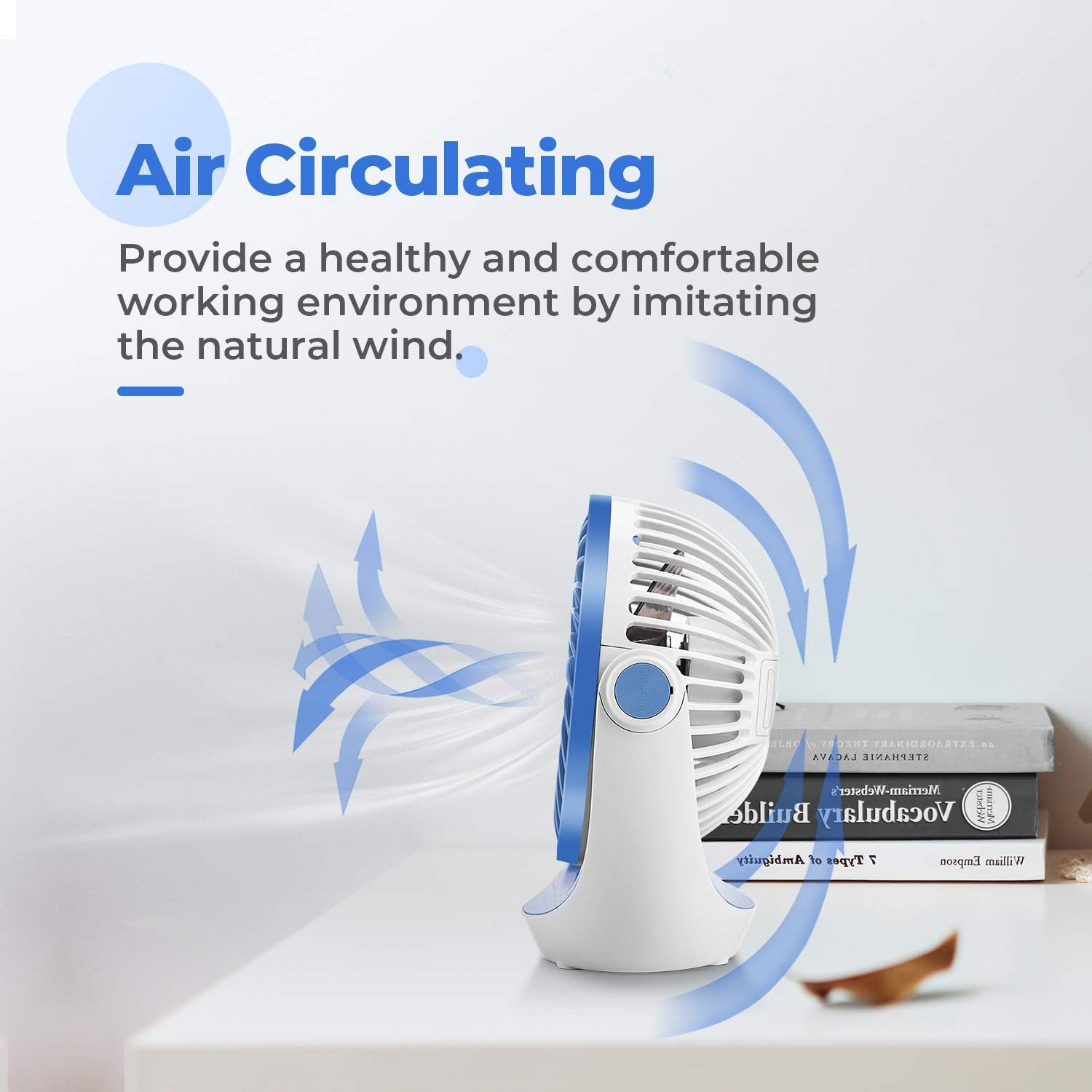 USB Desk Fan Table Fan with Strong Airflow & Quiet Operation, Portable Cooling Fan Speed Adjustable 360°Rotatable Head for Home Office Bedroom Table and Desktop Secondary image