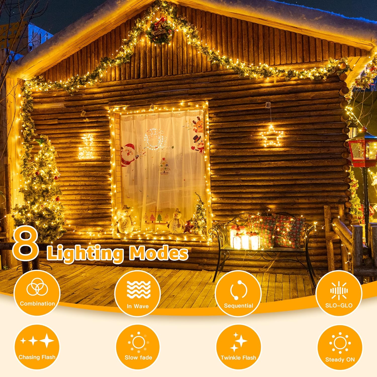 Fairy Lights Battery Operated, 15m 150 LEDs Christmas Tree Light Battery Powered Outdoor Decoration, Warm White Waterproof Xmas Lighting with 8 Modes/Timer for Indoor Outside Bedroom Garden