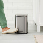 Smudge Resistant Mini Rectangular Trash Can With Soft-Close Foot Pedal, Brushed Stainless Steel, for Bathroom & small space, 5 L /1.32 Gal, Satin Nickel Finish, 7.3x8.5 x11.8 in (LxWxH)