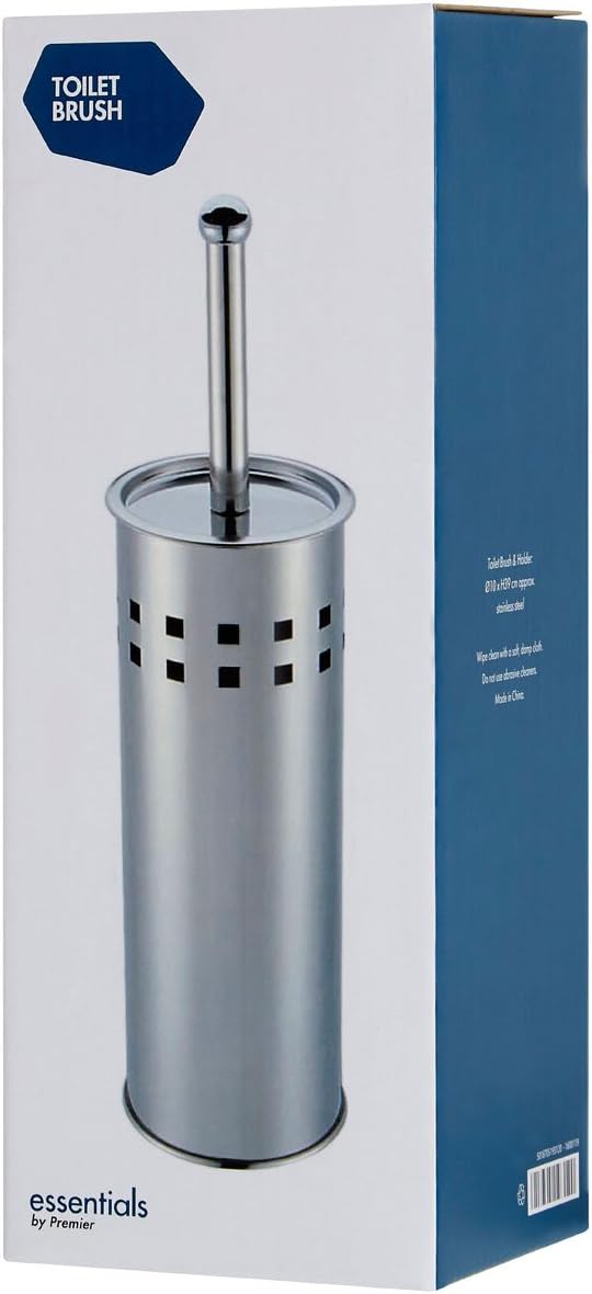 Housewares Square Design Toilet Brush Holder - Stainless Steel