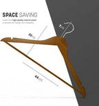Strong Wooden Coat Hangers with 360 Degree Rotatory Hook & Round Trouser Bar & Shoulder Notches - Durable Wardrobe Space Saver - Suitable for Coat, Jacket, Suit, Jumper (Walnut, 20 Pack)