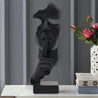 Thinker Statue, Silence is Gold Abstract Art Sculpture, Ponder Statue, Creative Resin Figurine, Modern Home Ornament, Decoration for Home Room Study Office Table Shelf (Black)