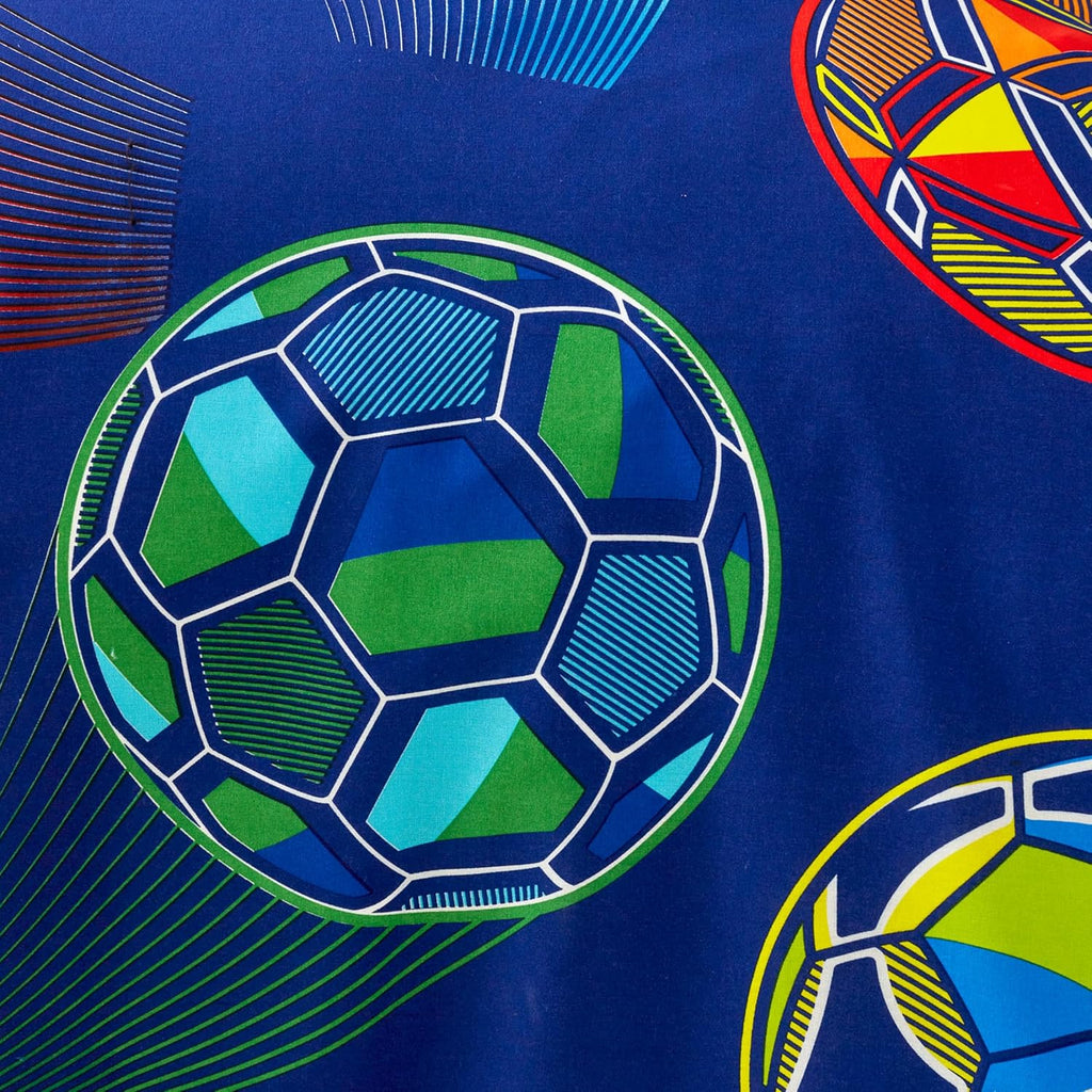 Bright Football Reversible Double Duvet Cover Set with Pillowcases Navy