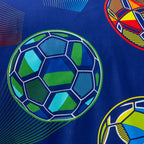 Bright Football Reversible Double Duvet Cover Set with Pillowcases Navy