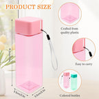 20 Pack Kids Plastic Water Bottle Bulk 500ml Sport Water Bottle, Reusable Square Drink Bottles, Lightweight Leakproof Beverage Bottles with Handle Strap for School, Gym, Outdoor Fitness, Travel