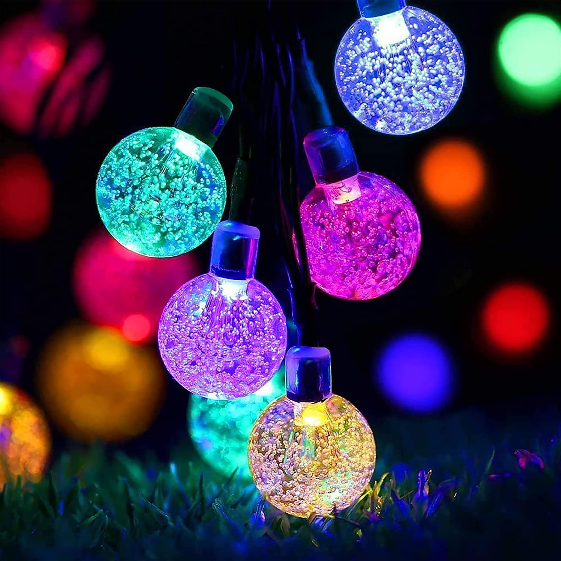 Solar Fairy Lights Outdoor Waterproof, 50LED Solar Garden Lights, 8 Mode 7M/23Ft Indoor/Outdoor String Lights for Garden Patio Yard Home Christmas Parties Wedding(Multi-Coloured)