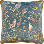 Wylder Tropics Orient Cushion Cover – Velvet Chinoiserie Birds Floral Design (Gold – 43 x 43 cm)