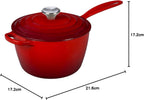 Signature Enamelled Cast Iron Saucepan with Anti Drip Pouring Lip and Vented Lid, for All Hob Types, 20 cm, 2.5 litres, Cerise, 21181200602430