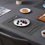 Placemats and Coasters Set of 4, Place Mats Dual Sided Faux Leather Table Mats PU Indoor Outdoor Heat Resistant Placemat Square Non Slip Wipeable Washable Dining Restaurant (Grey Yellow)
