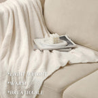 bearberry Super Soft Fluffy Throw Blanket Lightweight Cozy Warm Throw Blankets for Couch Bed Sofa All Season(Cream, 50”x60”)