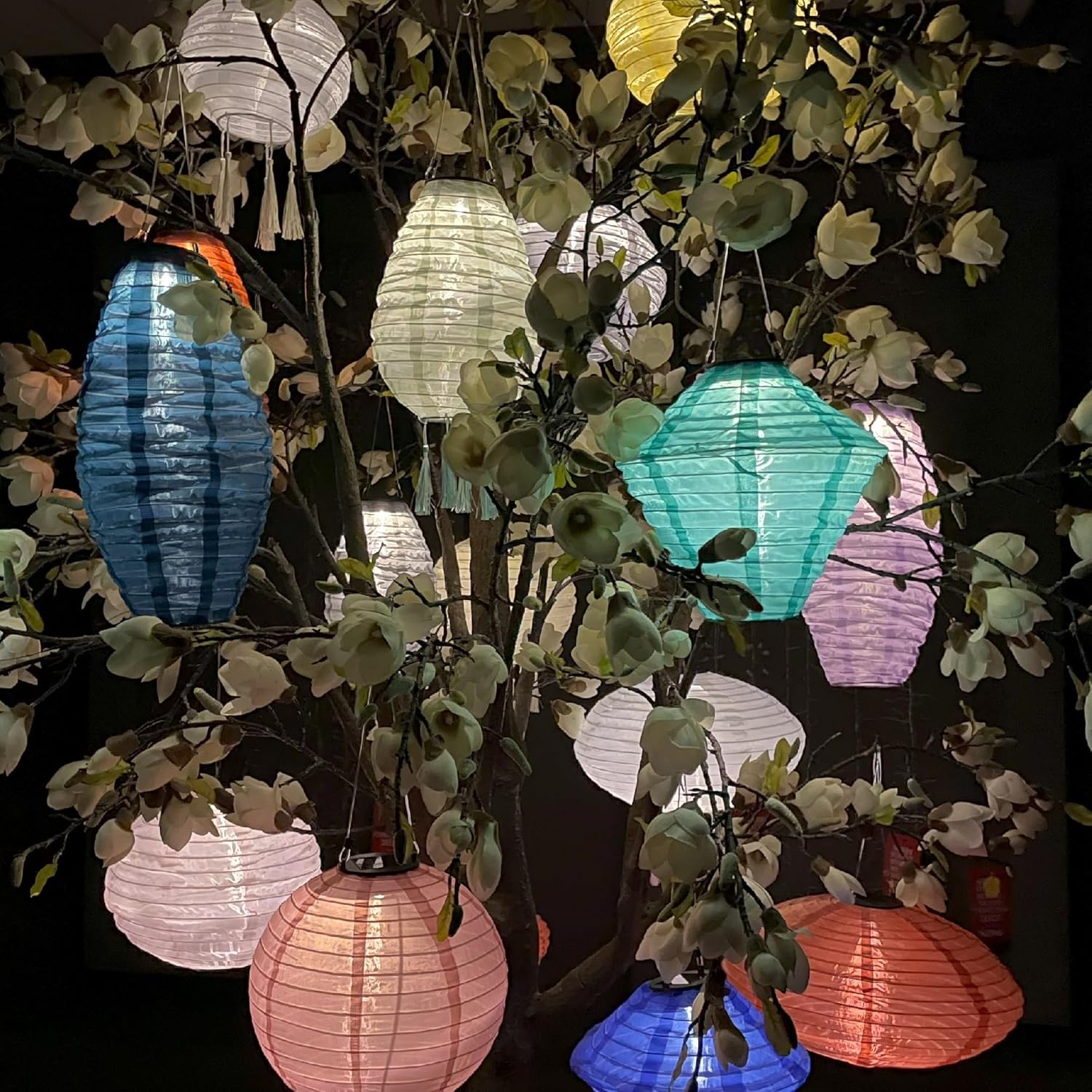Long Oval Solar Mandarin Lantern, 20 cm, Colour May Vary (Pack of 1)