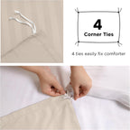 Imperial Rooms King Size Duvet Cover Sets Reversible Stripes Satin Bedding Set with Pillowcases Breathable Microfiber Duvet Covers (Beige 230x220 Cm)