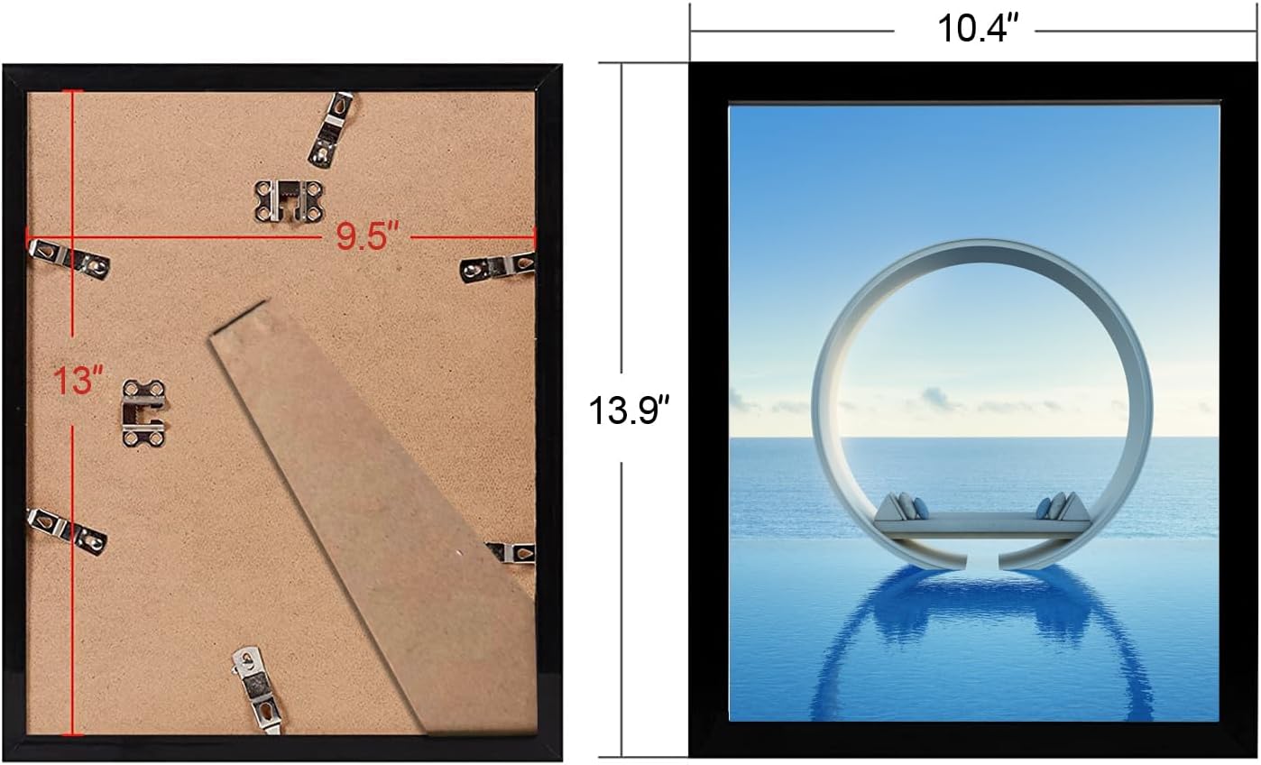 MENNTHUI 9.5x13 Black Picture Frame, Tabletop and Wall Mounting Horizontally or Vertically, Decoration for Photos, Paintings, Posters, Artwork Secondary image