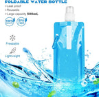 Foldable Sports Bottle, 6pcs Foldable Water Bottle 500mL, Reusable BPA Free Collapsible Water Bottle, Flexible Drink Pouches Bags with Clip for Outdoor Sports, Travel, Biking, Hiking