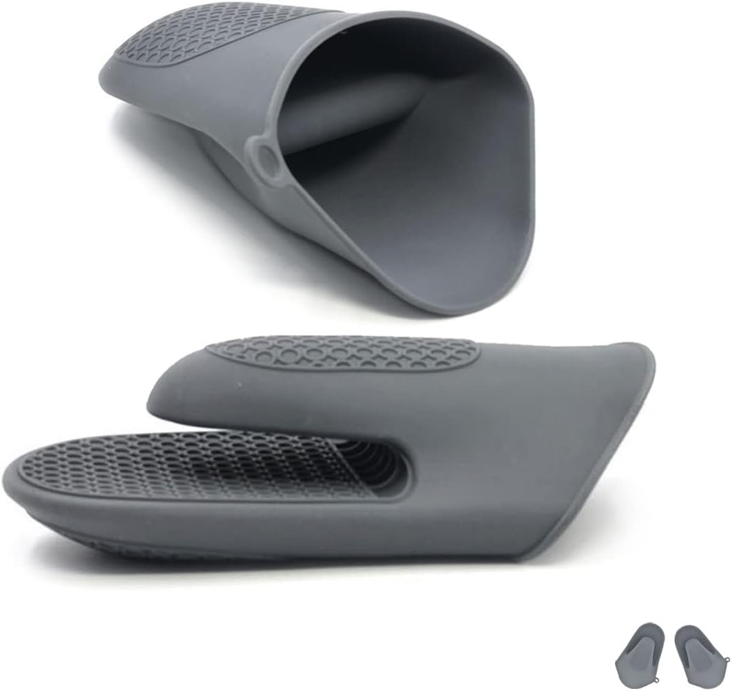 Oven Glove Thicken Silicone Pot Holder Mini Oven Mitt Heat Resistant Pinch Covers for Baking, Cooking, Bbq Grilling (grey) Main image