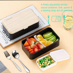 Original Bento Box Lunch Boxes Container Bundle Divider Lunch Container with Compartments with Stainless Steel Utensils Spoon and Fork Japanese Style