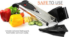Mandoline Vegetable Slicer, Mandolin Slicer V Blade Cutter, Julienne and Food Grater. Great for Onions, Potatoes and Tomatoes. Includes 6 Inserts, and Cut Proof Gloves. Stainless Steel