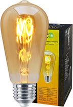 Long Life Lamp Company Edison Classics 2w Vintage LED Filament Bulb Teardrop Spiral ST58 Smoke Gold Glass E27 Edison Screw