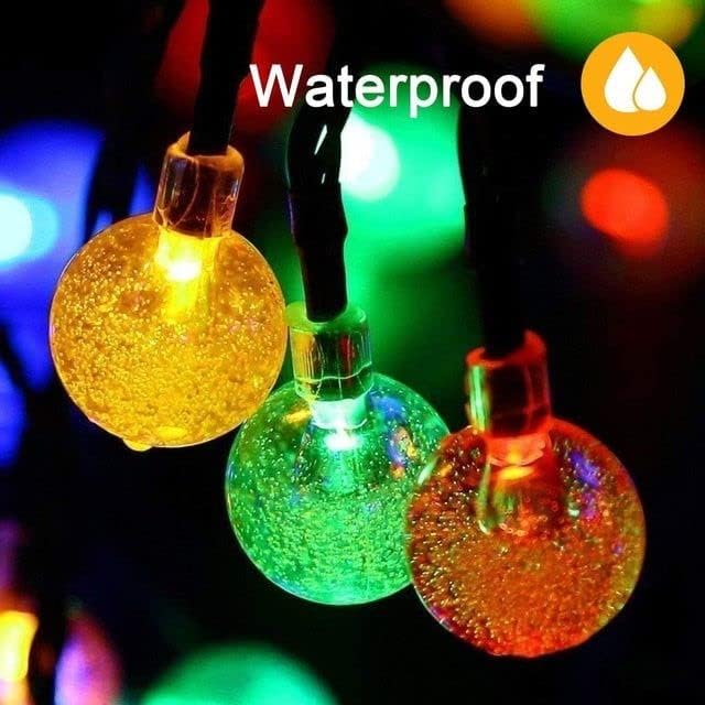 Solar Fairy Lights Outdoor, 100LED 12M/39Ft String Garden Lights 8 Modes,Waterproof Crystal Ball Lights, Decorative Lighting for Home, Yard,Patio, Christmas (Multi-Coloured)