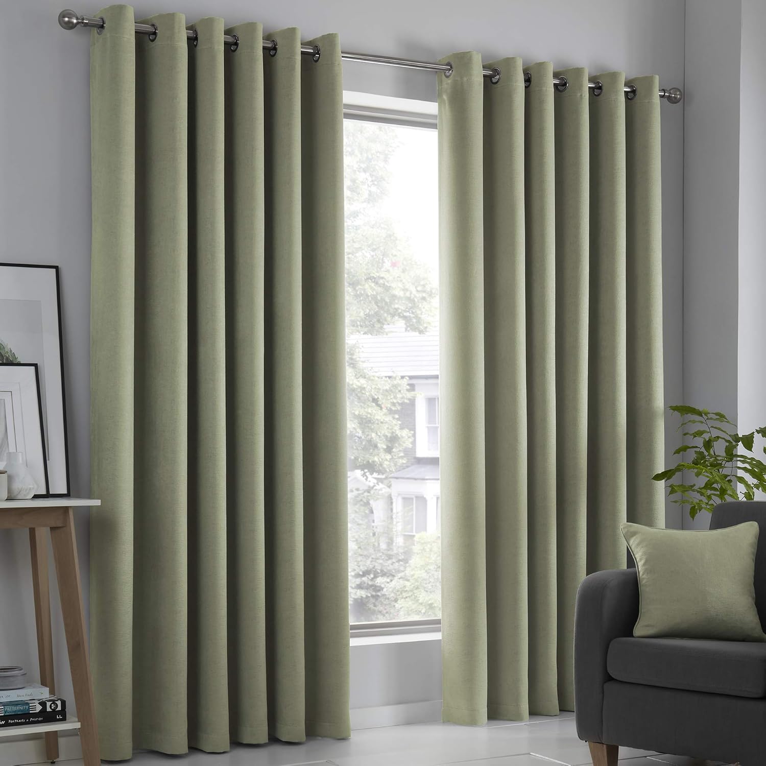Green Curtains W90 x L90" (228 x 228cm) - 2x Panels - in Sage Green - for Bedroom/Living Room - Door Curtains - Strata Collection Main image