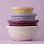 in The Meadow Size 18 Mixing Bowl 26cm | 2.7 Litre Floral Embossed Earthenware Bowl for Dough, Pastry & Cake Mixes | Dishwasher Safe