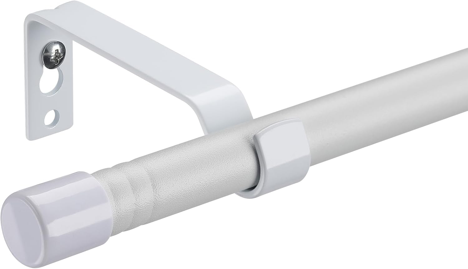 Curtain Poles for Eyelet Curtains Matt White, 16mm Voile Curtain Pole 76-117cm, Window Curtain Rod Metal Extendable with Adjustable Brackets for Bedroom, Living Room Main image