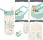 Peter Rabbit Classic Water Bottle with Flip up Straw 400ml –Official Merchandise by Polar Gear – Kids Reusable Non Spill BPA Free - Recyclable Plastic – For School Nursery Sports Picnic – Blue