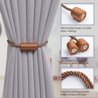 4 Pack Magnetic Curtain Tiebacks 16 Inch Handmade Weave Side Rope Curtain Holdbacks Convenient Decorative Cylinder Curtain Drape Tie Backs for Home & Office Window Drapery (Light Coffee)
