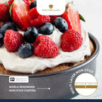 KCMCHB47 25 cm Deep Cake Tin with PFOA Non Stick and Loose Bottom, 1 mm Carbon Steel, 10 Inch Round Pan, Grey