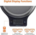 Digital kitchen scales with LCD display (with batteries), Black and Stainless Steel, BPA free, Weighs up to 11 pounds