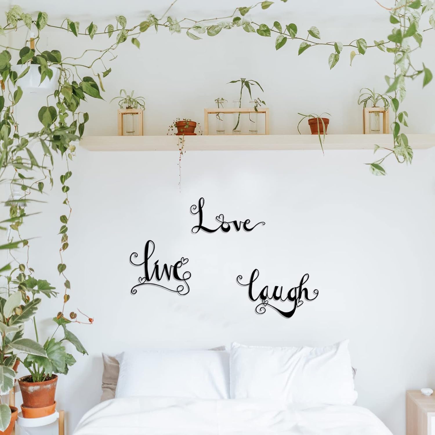3 Pieces Black Metal Letter Sign Decor 'Live Laugh Love' WordArt Wall Art Decor for Home Indoor Outdoor Bedroom Living room Bathroom and Office