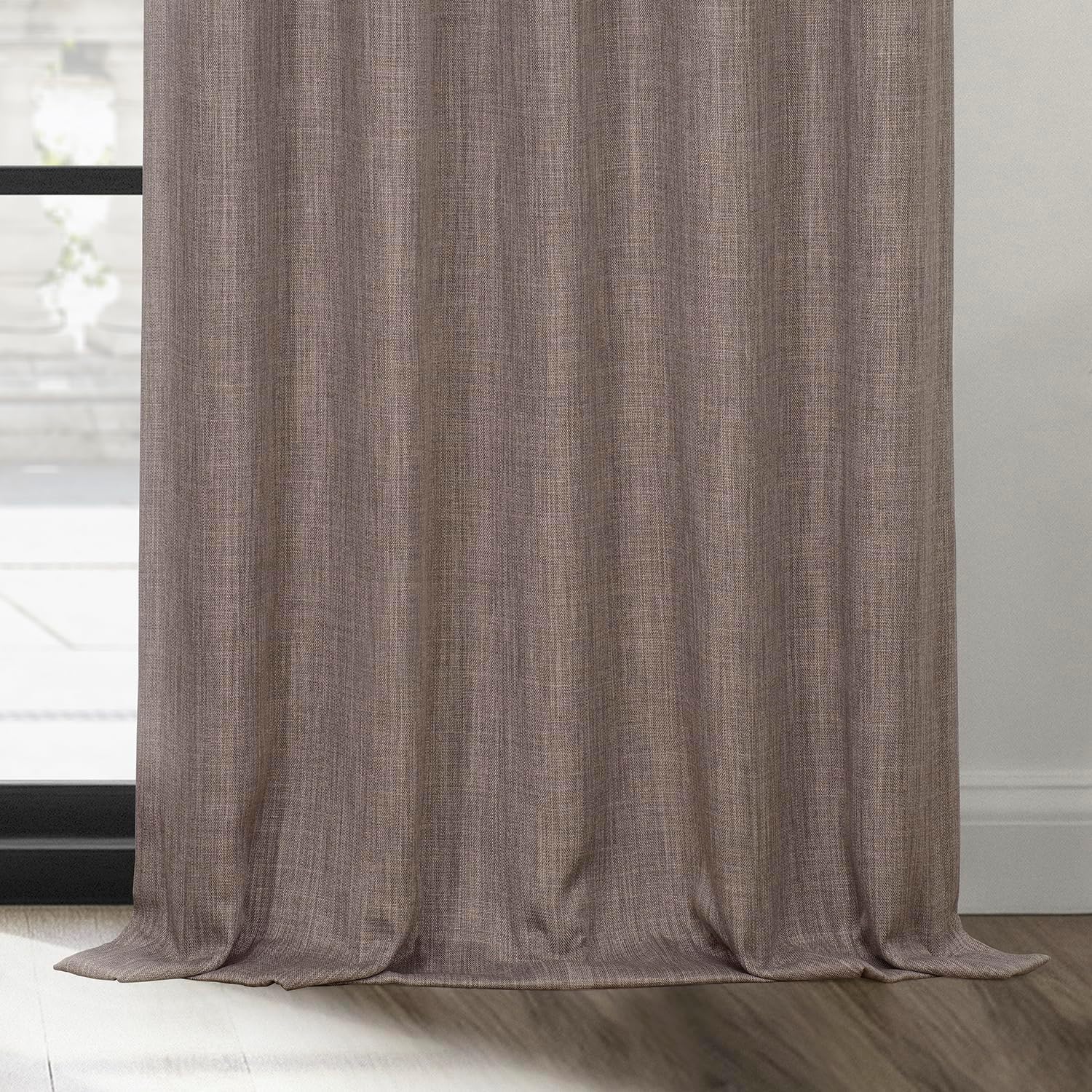 HPD Half Price Drapes BOCH-LN185-P Faux Linen Room Darkening Curtains for Bedroom (1 Panel), 50 x 120 cm, Mink