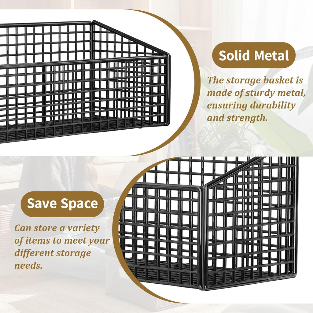 Generic Hanging Wall Basket Metal Hanging Rack Wall Mount Pantry Organizer Rack Fruit Wire Basket for Kitchen Onion Potato Vegetable, Large