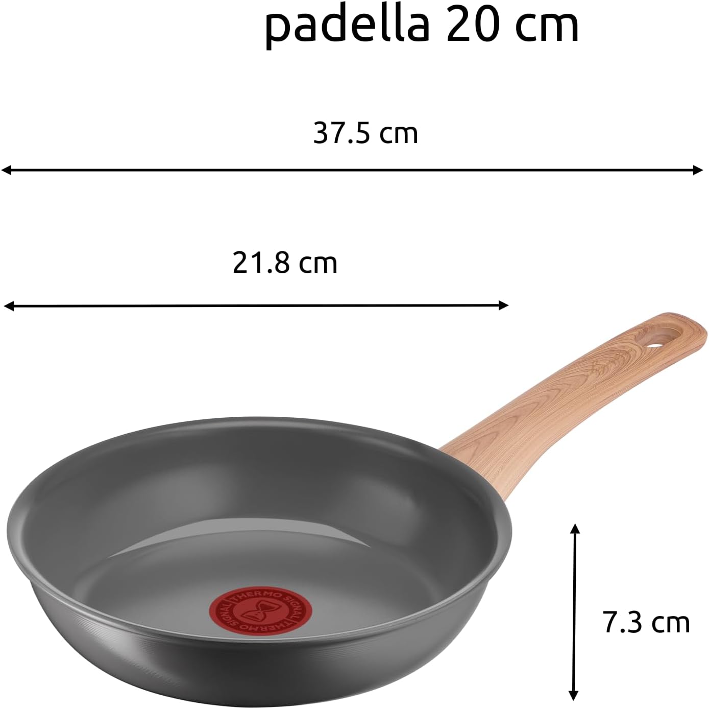 Lagostina Vivissima 20 cm Non-Stick Frying pan with Long Handle, Ceramic Coating, Fast Heating and Even Cooking, Suitable for All Heat Sources, Including Induction