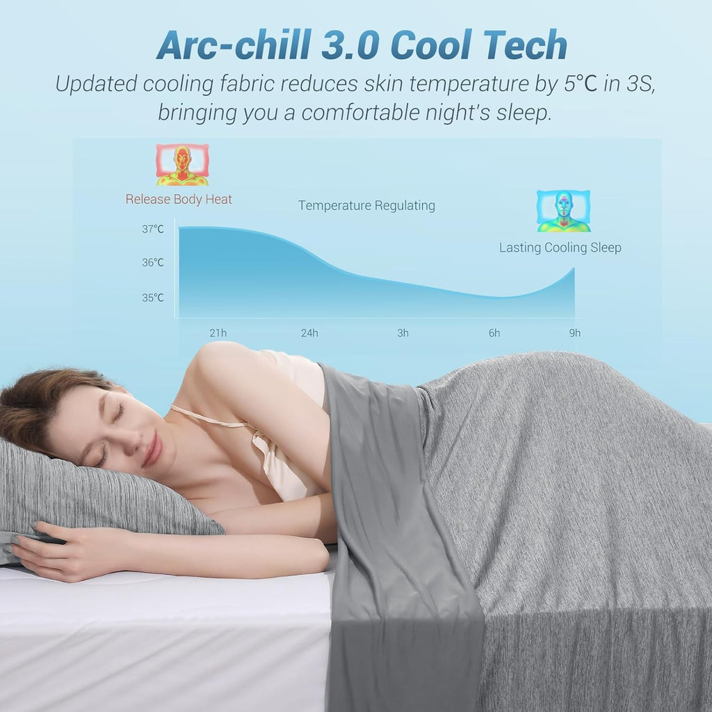 Elegear Cooling Blanket for Summer, Q-Max 0.5 Japanese Arc-Chill 3.0 Cool Fiber Throw for Hot Sleepers, Night Sweats, Adult Kids Sofa Car Travel, Lightweight, Single Bed, 130x170cm, Gray